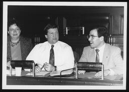 Rep. Babette Josephs, Rep. Allen G. Kukovich, and Rep. Thomas Scrimenti in a committee meeting.