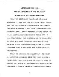 Speech, Veterans Day, 1997