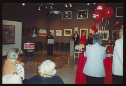 Chester County Art Center, Campaign event, Rep. Carole Rubley gives a speech at a podium with Rep. Elinor Z. Taylor off to the side.