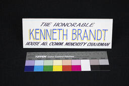 This nametag would have been placed on the tabletop during committee meetings.