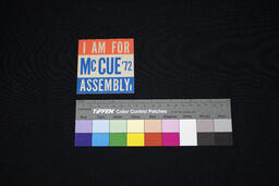 Campaign Sticker, I Am for McCue '72 Assembly