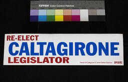 Bumper Sticker, Re-Elect Caltagirone Legislator
