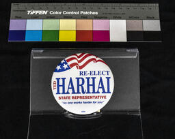 Campaign Pin, Re-Elect Ted Harhai, State Representative