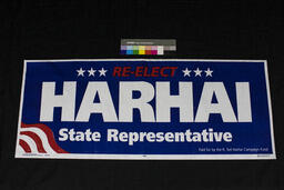 Campaign Poster, Re-Elect Harhai State Representative