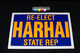 Campaign Poster, Re-Elect Harhai State Representative