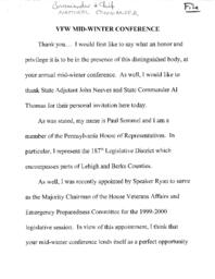 Veterans of Foreign Wars Mid-Winter Conference Speech, January 30, 1999