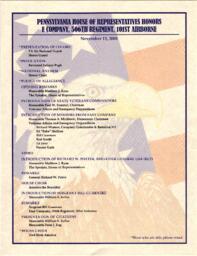 Veterans Day Celebration Program, November 13, 2001