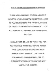 State Veterans Commission Meeting Speech, Spring 2003
