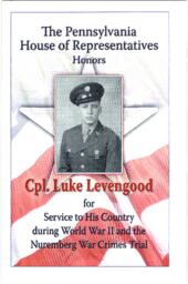 Corporal Luke Levengood Award Ceremony Correspondence and Program, June 27, 2006